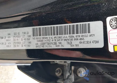 2019 Ram 1500 Big Horn/Lone Star 4X4 5'7 Box из США, поврежденный, VIN 1C6SRFFT6KN741396